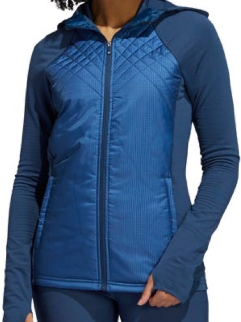 Adidas Quilted Full Zip Jacket Blue Small